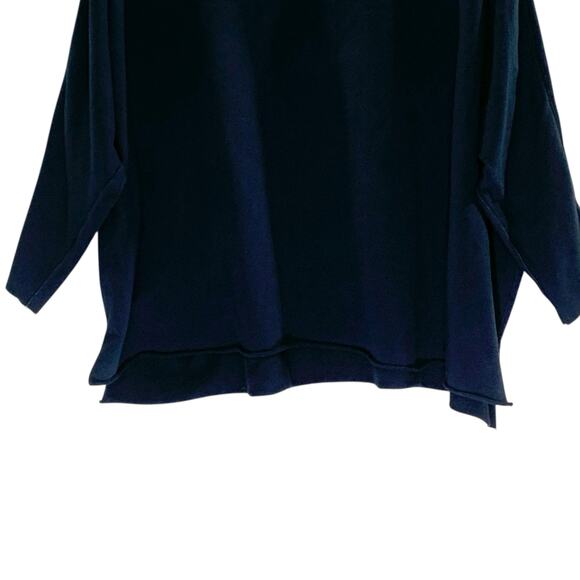 Tutu Lilli ML Womens Navy Mock Neck Relaxed Sweatshirt Top Boxy Lagenlook - Picture 5 of 9